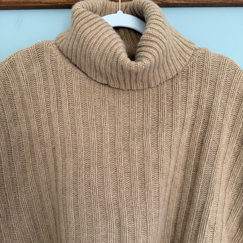 Ralph Lauren Blue Label 80 Wool 20 Cashmere Camel Tan Crop Boxy Knit Turtleneck - Picture 5 of 15